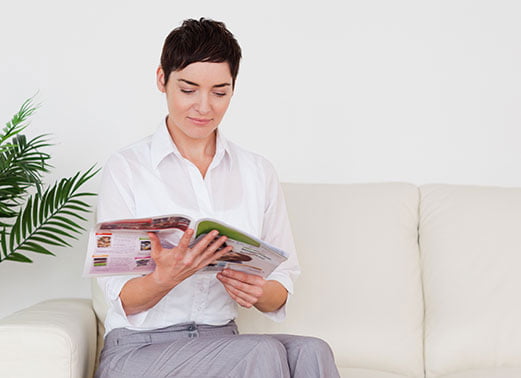 Short hair woman reading