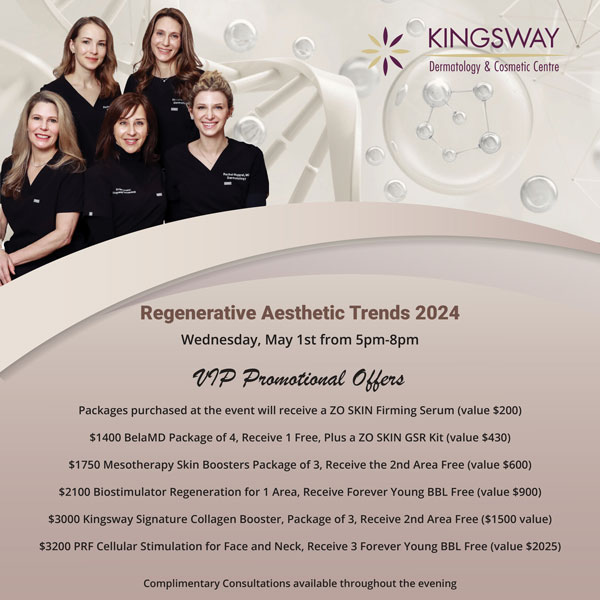 Regenerative Aesthetic Trends 2024 a VIP promotional offer at Kingsway Dermatology